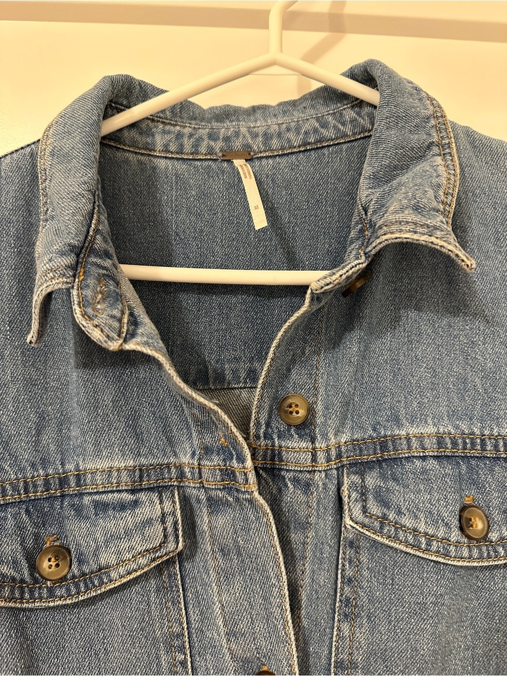 Free People Nicole Blue Denim Button Down Shirt Dress Size Medium Women’s - Picture 6 of 12